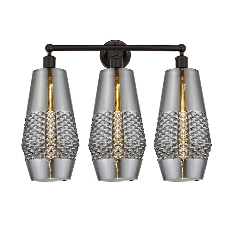 Innovations Lighting Windham - 3 Light 25" Bath Vanity Light - Smoked/Oil Rubbed Bronze