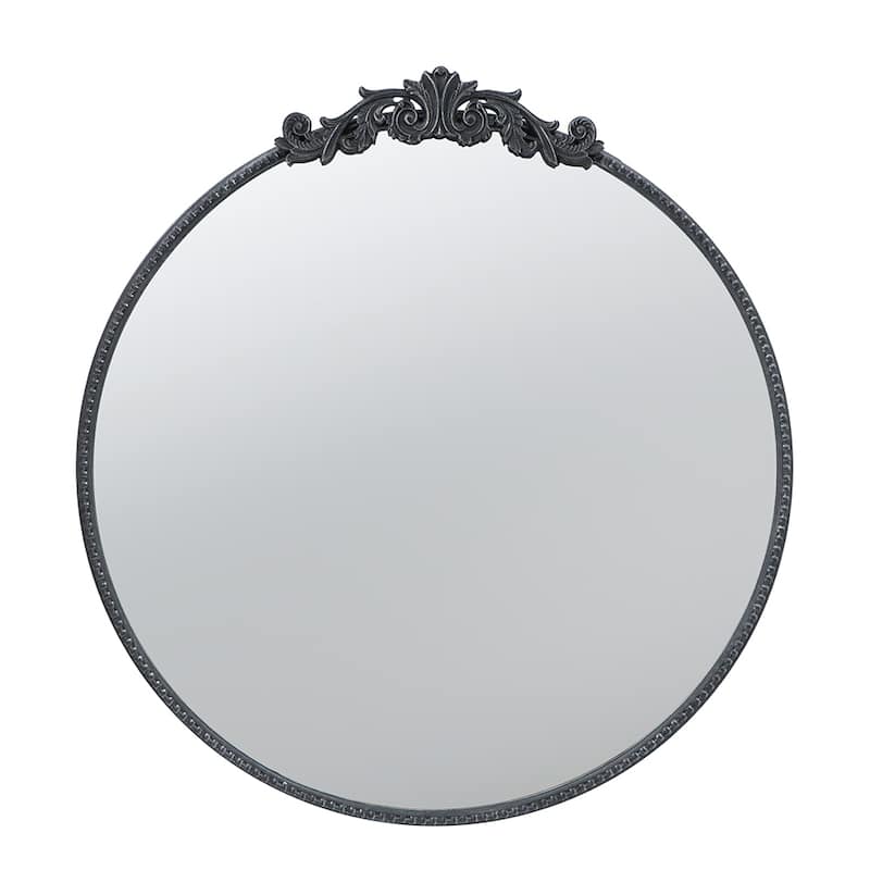 30" x 32" Classic Design Round Mirror with Baroque Inspired Frame