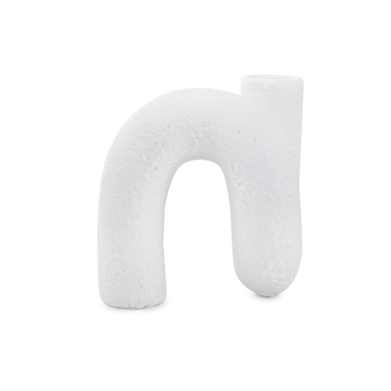 White Abstract Curved Tube Vase Tall