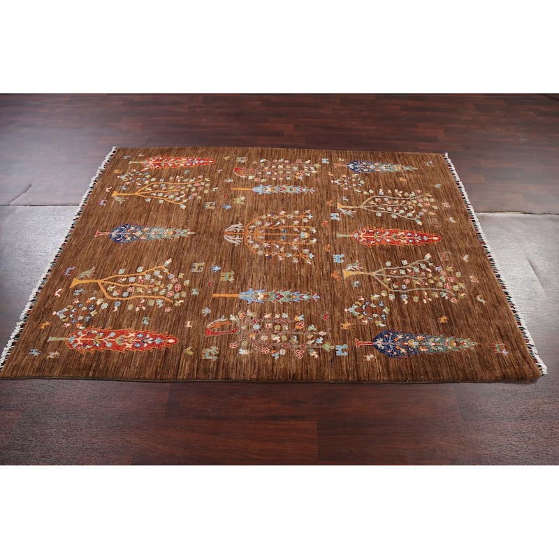 Floral Vegetable Dye Kazak Oriental Area Rug Hand-knotted Wool Carpet - 4'11" x 6'5"