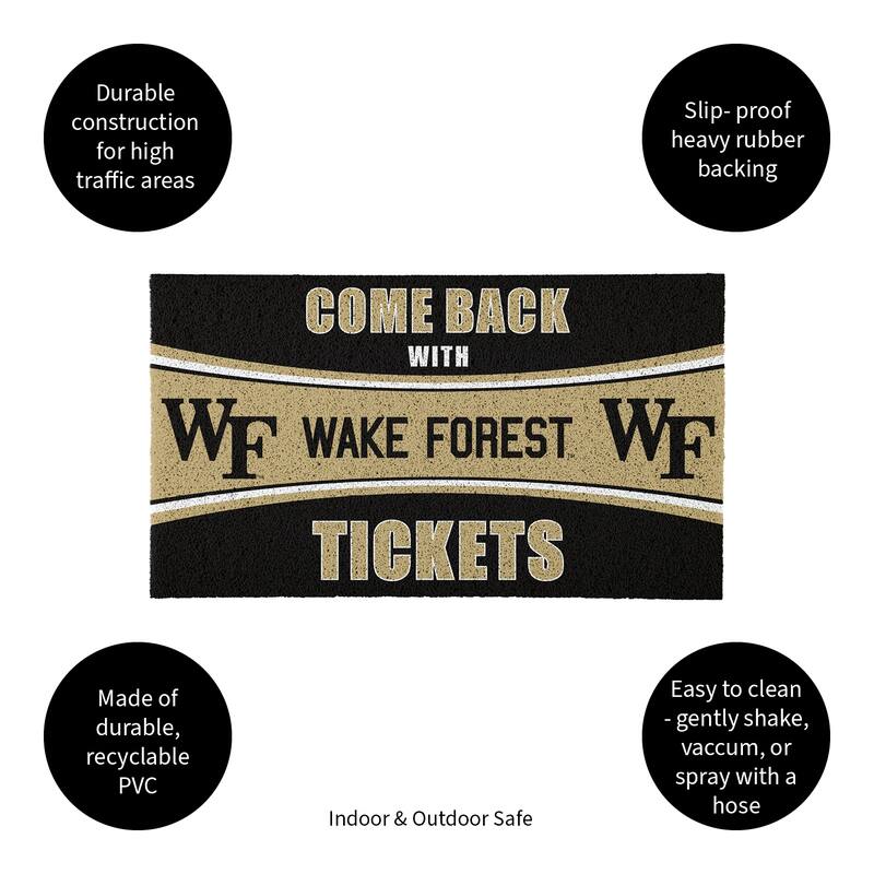 Wake Forest University 28 in. x 16 in. PVC "Come Back With Tickets" Trapper Door Mat