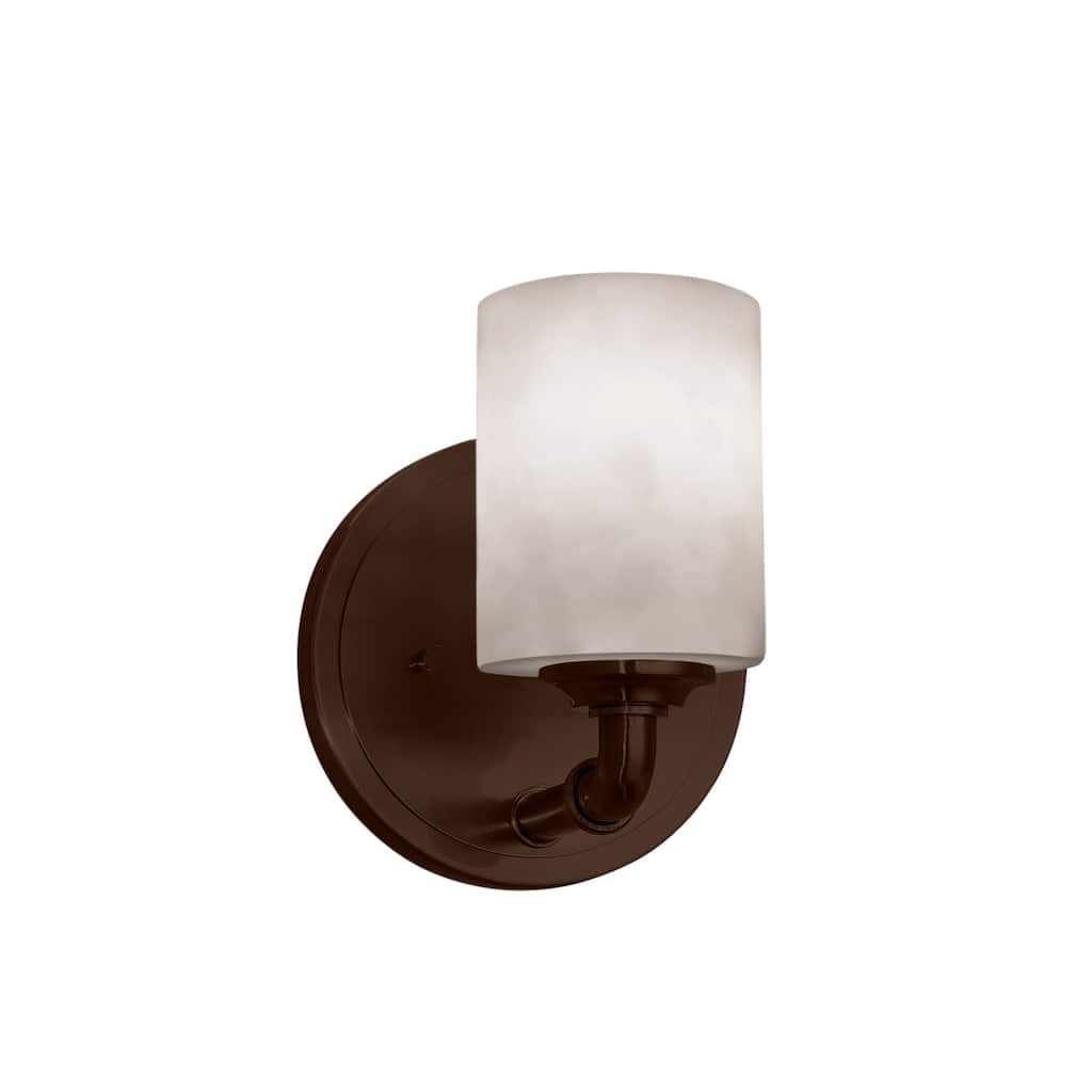 Clouds? Bronx 1-light Dark Bronze Wall Sconce, Clouds Cylinder w/ Flat Rim Shade