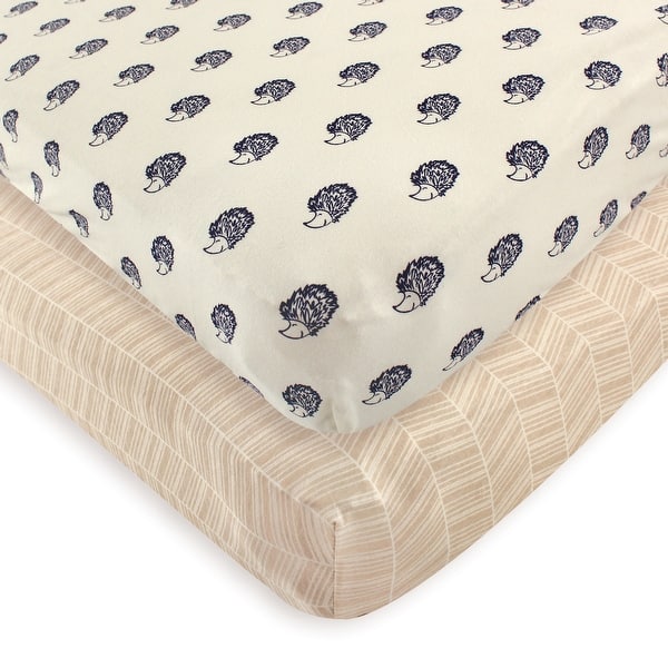 slide 1 of 1, Touched by Nature Baby Boy Organic Cotton Crib Sheet, Hedgehog, One Size - Hedgehog - One Size One Size - Hedgehog
