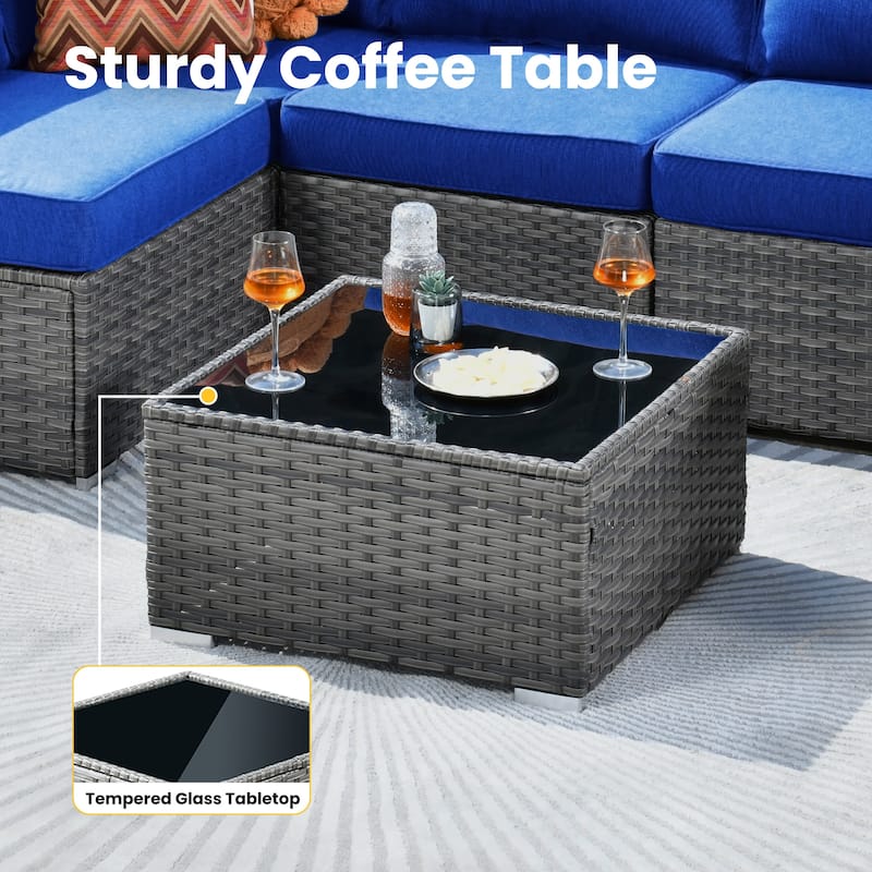 XIZZI 7-Piece Outdoor Wicker Sectional Set with Coffee Table