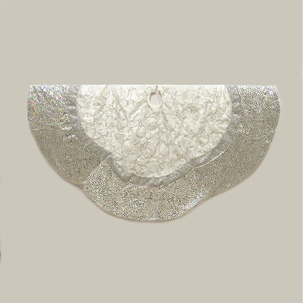 Shop 60 Silver Metallic Embroidered Christmas Tree Skirt With