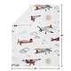 preview thumbnail 4 of 3, Vintage Airplane Boy Baby Receiving Security Swaddle Blanket - Grey Yellow Orange Red White Blue Airplanes Plane Transportation