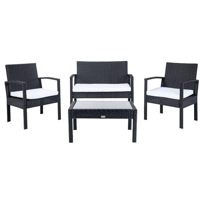 SAFAVIEH Outdoor Bassey 4-Piece Conversation Patio Set. - 39.78" x 24.18" x 32.37"