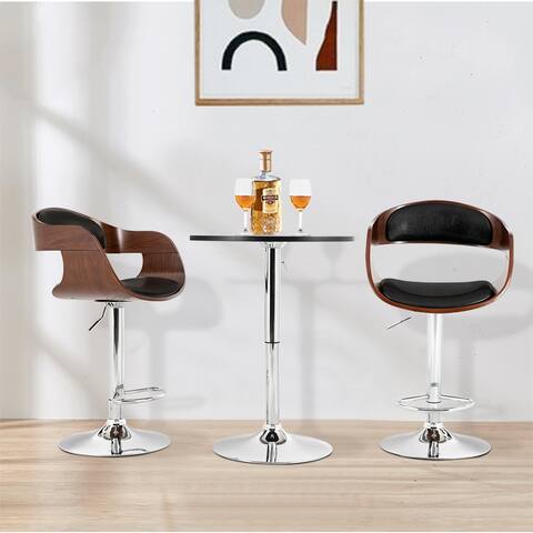 Morden Walnut Bentwood Bar Stool Leather Teak Color