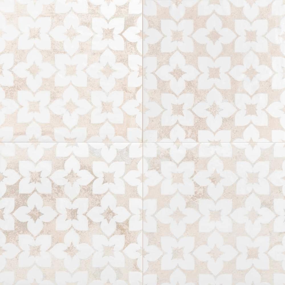 Phlox 8x8 Satin Porcelain Encaustic Tile - Floor, Wall & Backsplash