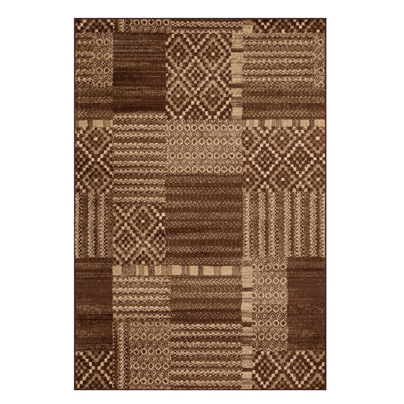 Superior Modern Block Patchwork Power-Loomed Indoor Area Rug