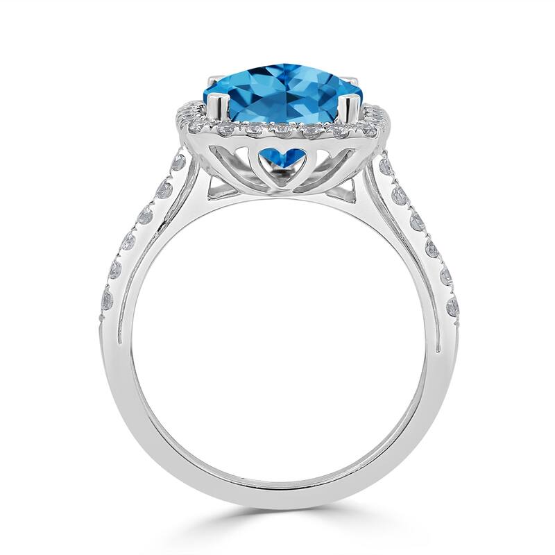 Auriya 2 3/4ct Cushion-cut Swiss Blue Topaz and Halo Diamond Engagement Ring 1/2cttw 14k Gold