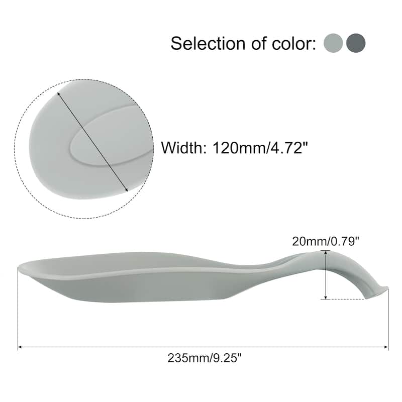 9.25" x 4.72" Silicone Spoon Rest Kitchen Utensil Holder, White/Grey 1Set - White/Grey