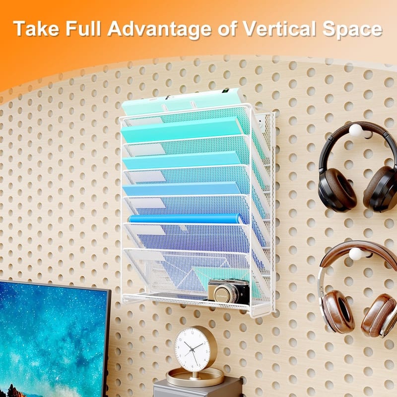 7-Tier Hanging File Organizer Vertical Wall File Holder - 15 x 13.4 x 4.5 inches