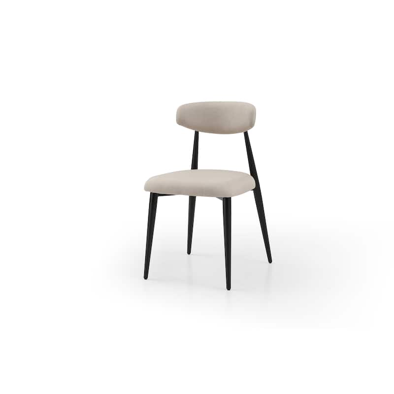 Modern Dining Chairs Set of 4, Curved Backrest Round Upholstered and Metal Frame