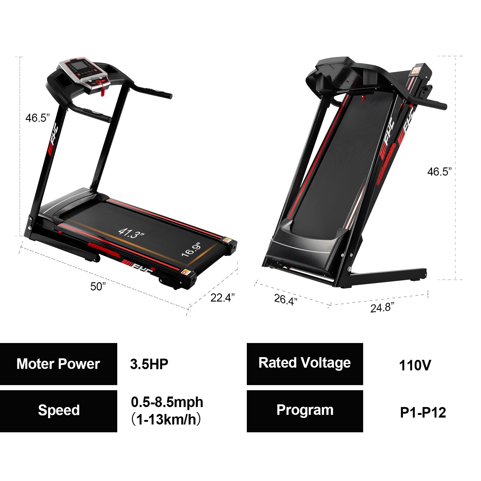 Folding Treadmills for Home 3.5HP Heavy Duty Frame Treadmill with Incline Electric Treadmill 12 Preset Programs Treadmill On Sale Bed Bath Beyond 38943875