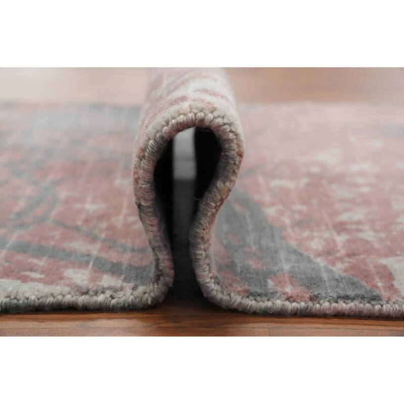 Hand Knotted Oriental Viscose Silk Carpet Modern All-Over Oranges & Rust Abstract Runner Rug - 4' 7'' X 2' 4''