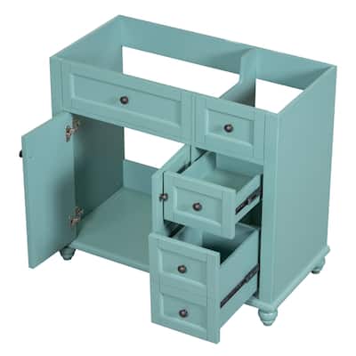 Modern Bathroom Vanity with Solid Wood Frame, 2 Drawers, Soft-Close Doors, and Unique Roman Leg Design - 35.4in L Solid Wood+MDF