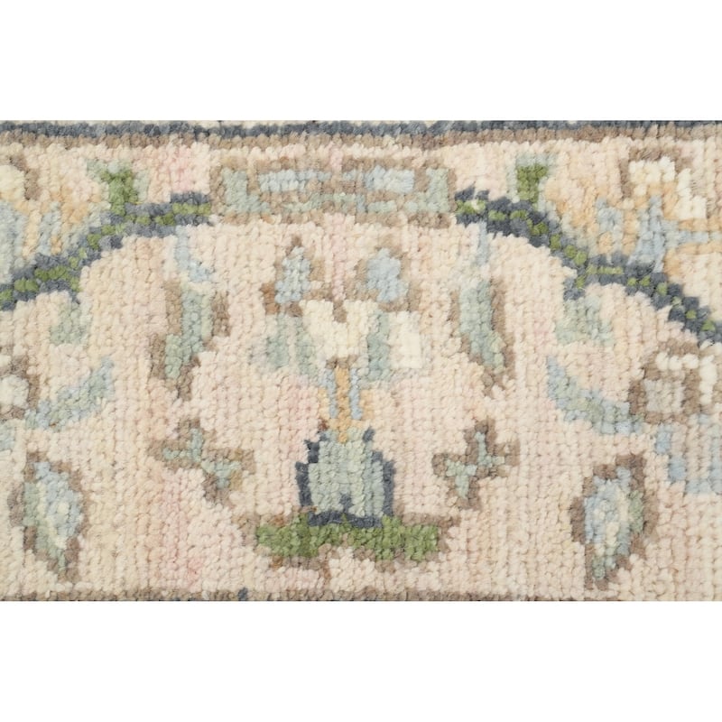 Hand Knotted Oriental 100% Wool Carpet Transitional Geometric Greys & Charcoal Oushak Area Rug - 6' 6'' X 5' 3''