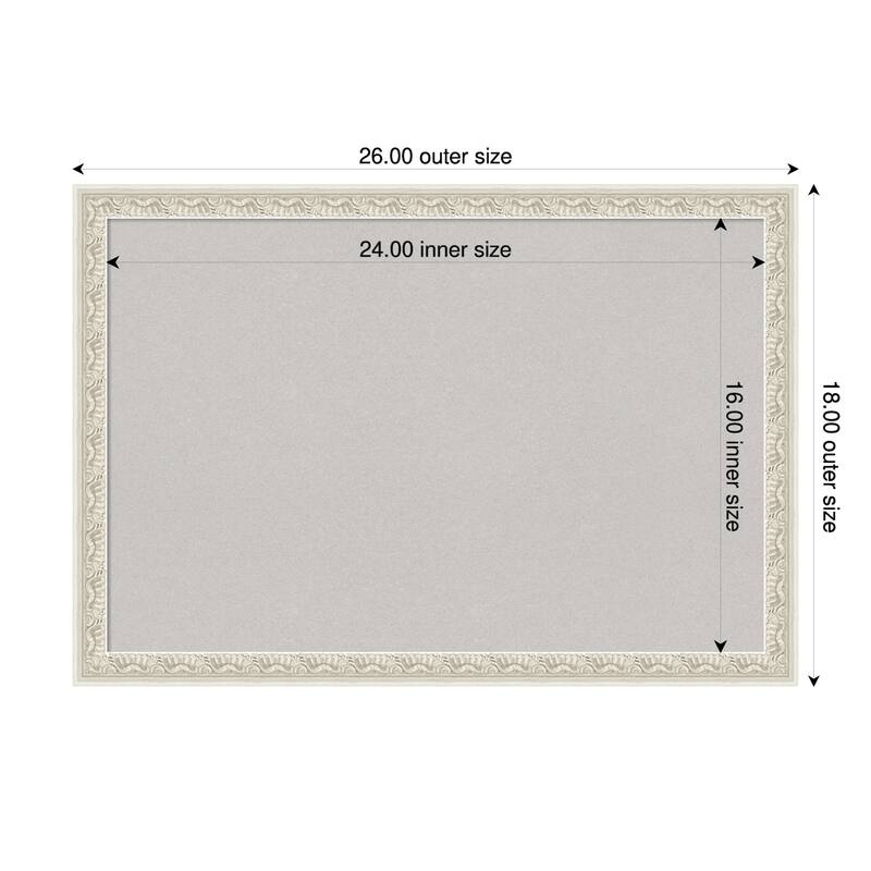 Bethany Silver Wood Framed Cork Board - Bulletin Board, Organization Board, Pin Board - Grey - 26 x 18 in