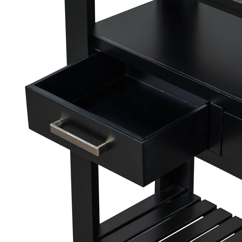 61.5"Large Entryway Table with 4 Drawers,Painted Console Table with 3-Tier Open Shelves and Metal Handles