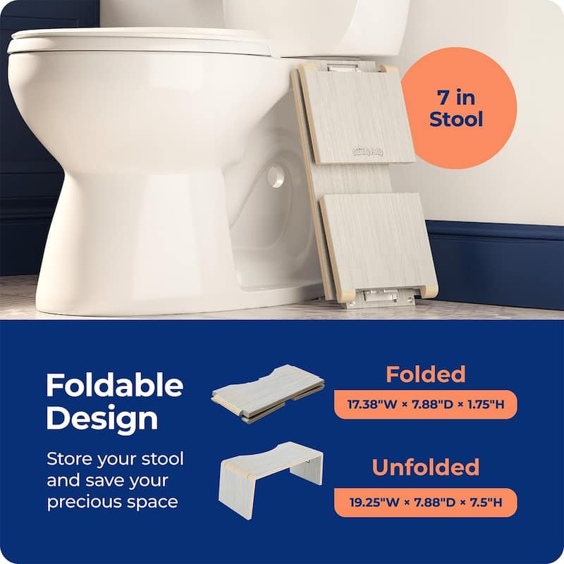 Squatty Potty Oslo Eucalyptus Folding Toilet Stool, Compact Stylish and Space-Saving Design for Better Bathroom Posture