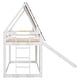 preview thumbnail 15 of 17, Twin Over Twin Wood House Bunk Bed with Roof, Ladder and Slide