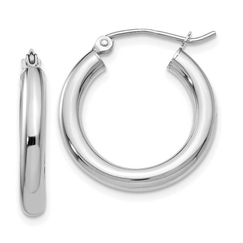 Curata 14k Yellow Gold Polished 3x20mm White Hoop Earrings