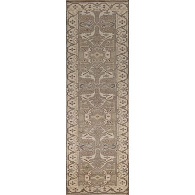 All-Over Oushak Indian Runner Rug Handmade Wool Carpet - 2'8"x 11'9"