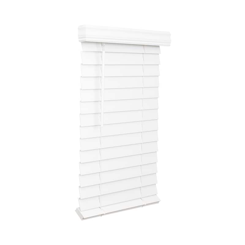 2-1/2" Cordless Faux Wood Blind - Bright White - Bright White - 59" x 48"