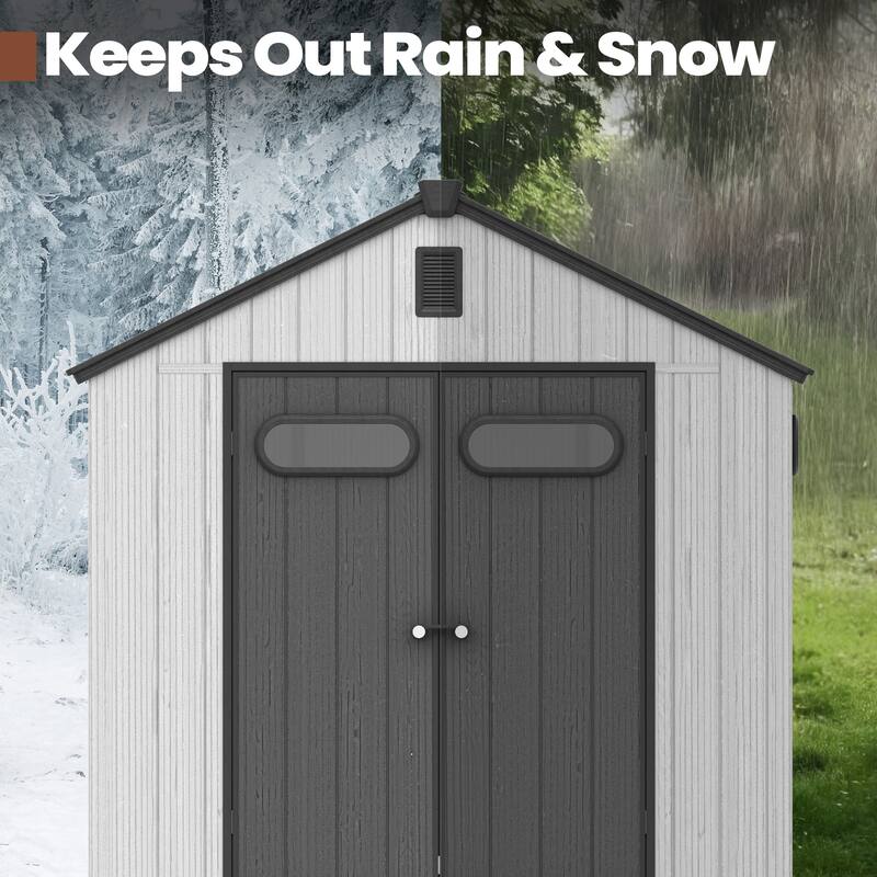 Pellebant 8X8/8X10/8X12 FT Resin Outdoor Storage Shed with Floor for Patio Furniture and Tools