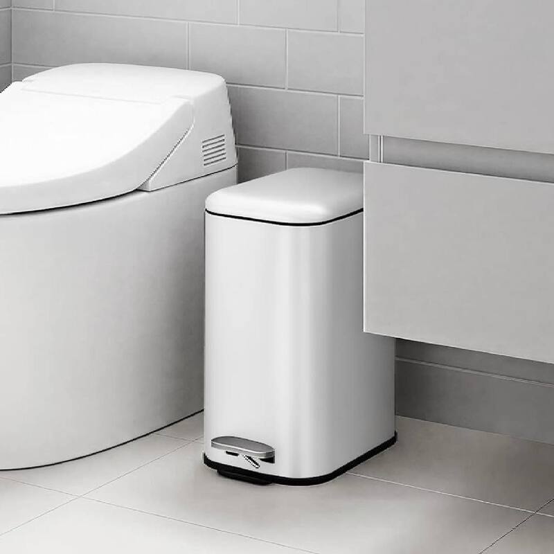 3.72 Gallons Trash Can, Step Garbage Can for Bathroom, Bedroom, Office, Kitchen - White