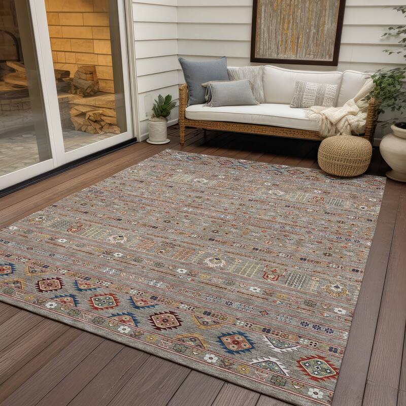 Machine Washable Indoor/ Outdoor Boho Moroccan Chantille Rug