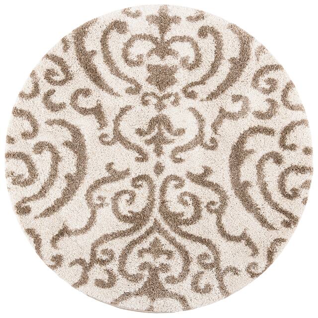 SAFAVIEH Florida Shag Honey Ornate Damask 1.2-inch Thick Rug