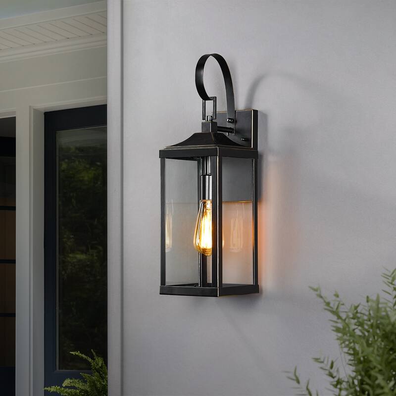 19.3"H 1-Light Medium Outdoor Bronze Exterior Wall Lantern Sconce Light - W6" x E7.2" x H19.3" - 19.3''H