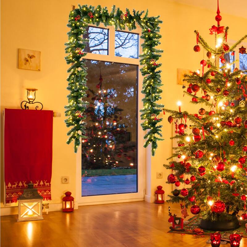 9 FT Pre-lit Christmas Garland Holiday Artificial Decor - Green