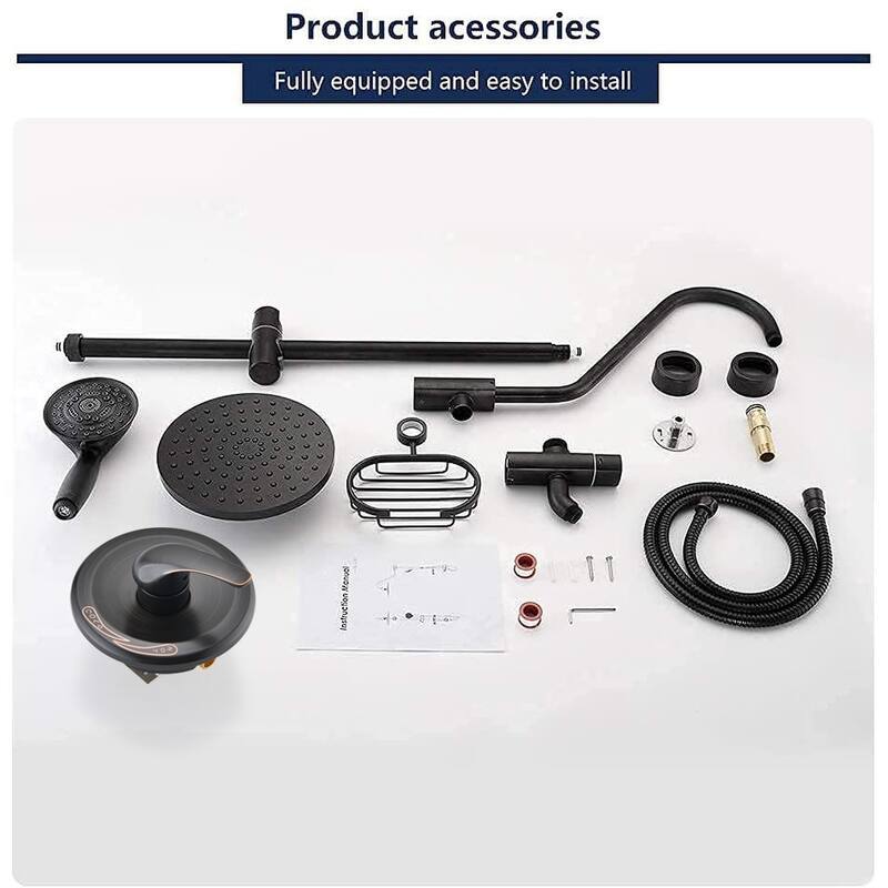 YASINU Wall-Mounted Rain Shower System with 5-Function Handheld Shower