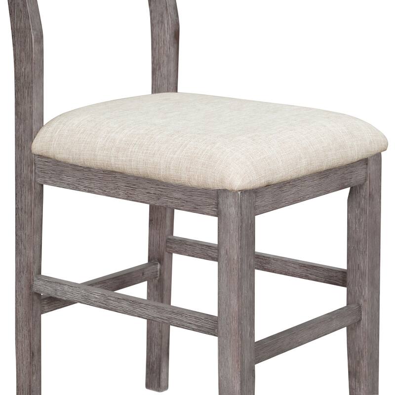 Gray Farmhouse 5-Piece Counter Height Dining Table Set with 4 Chairs