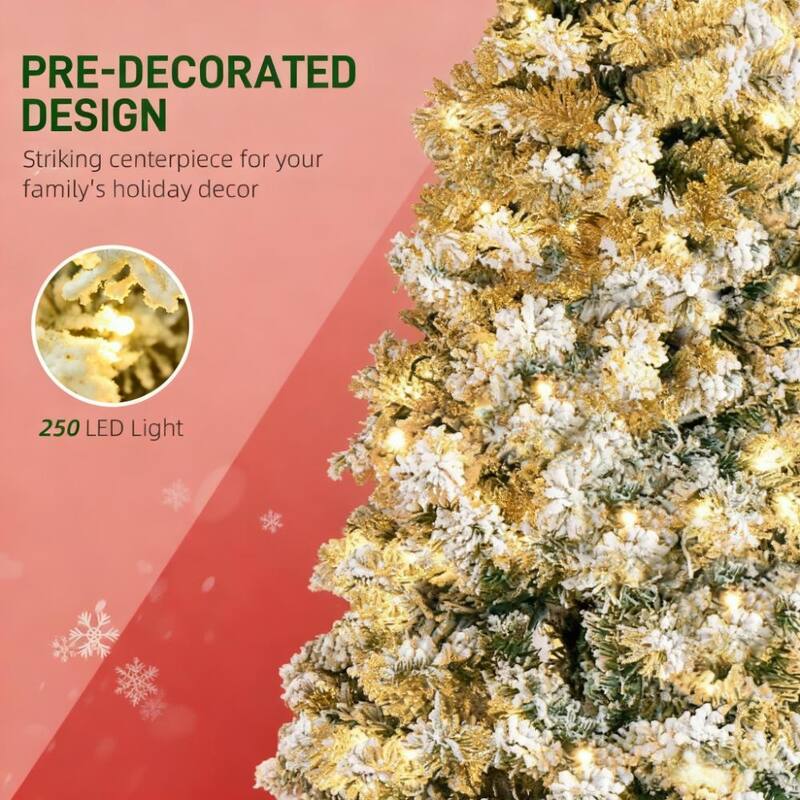 Easy to Assemble Fir Artificial Christmas Tree with Realistic Branches,LED Lights - Green,White