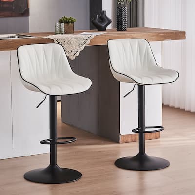 Adjustable Swivel Bar Stools Set of 2 Modern Upholstered Counter Stools