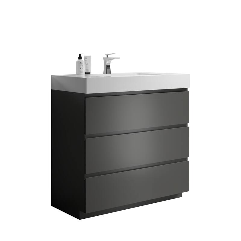 Modern Freestanding Bathroom Vanity with Sink Basin without Drain and Faucet