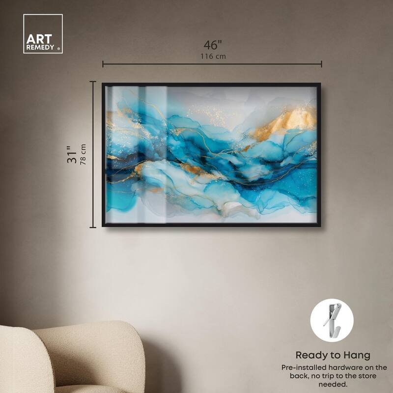 Ethereal Blue and Gold Shadowbox by Art Remedy