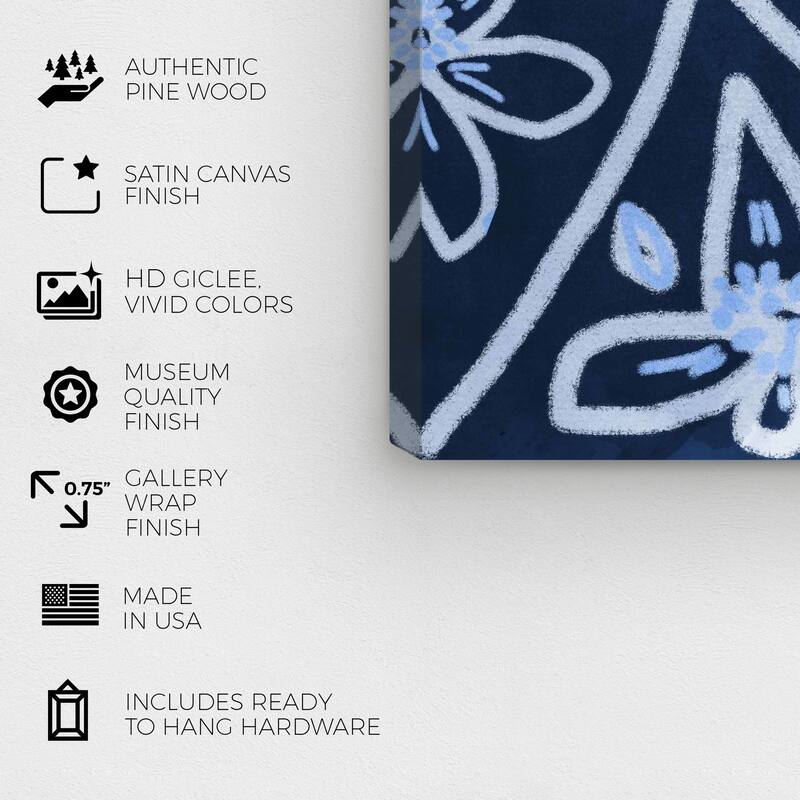 Wynwood Studio Canvas Floral and Botanical Feeling Blue Blue and Dark Blue Wall Art Canvas Print