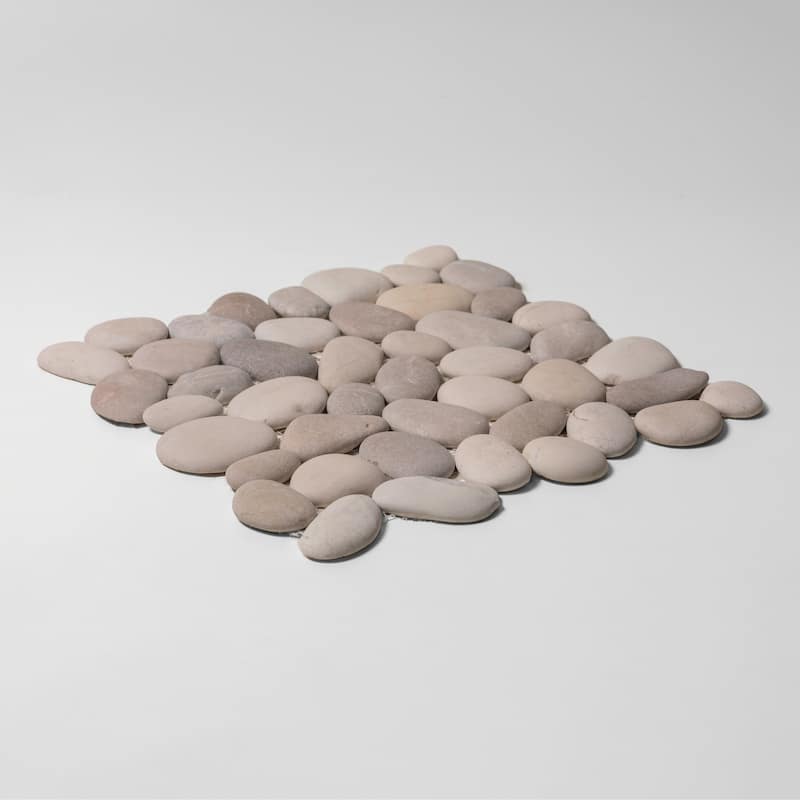 Supreme Stone Mosaic 12 in. x 12 in. Vintage Cream and Soft Champagne Pebble Tile