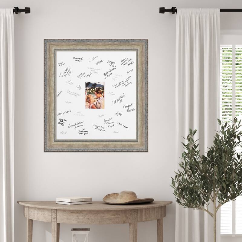 Fleur Signature Mat Picture Frame - Autograph Photo Frame Guest Book Alternative for Weddings, Graduations, or Retirement