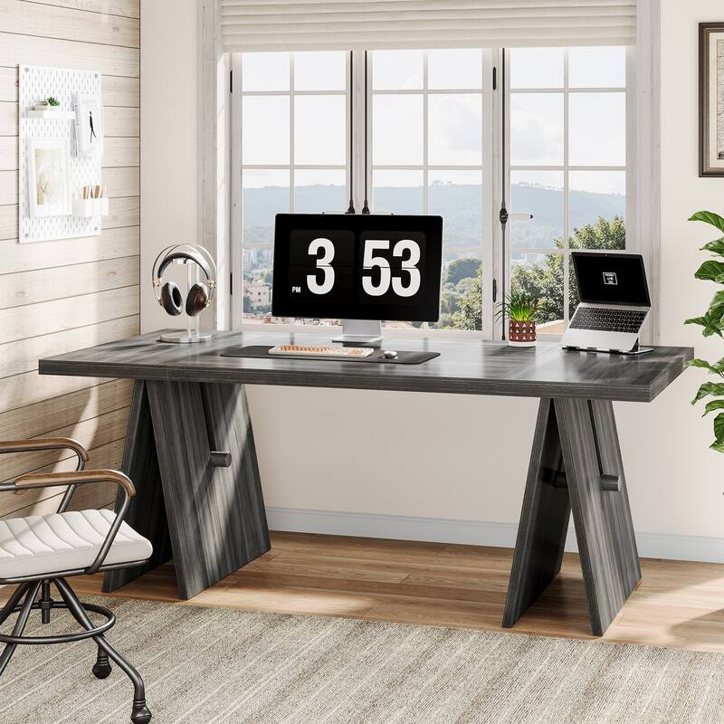 64-Inch Modern Executive Desk, Computer Desk with Sturdy Base