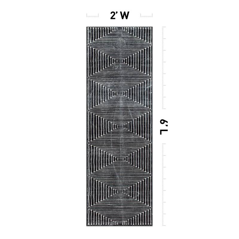 World Rug Gallery Bohemian Stripes Washable Non Slip Area Rug