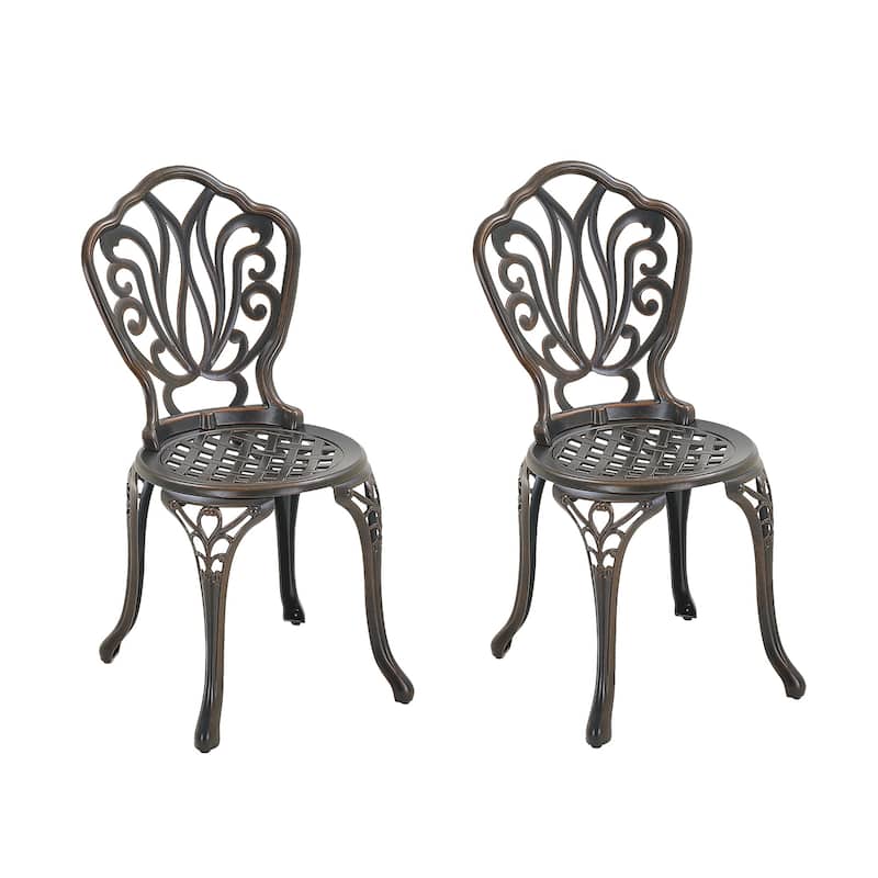 Set of 2 Cast Aluminum Bistro Chairs