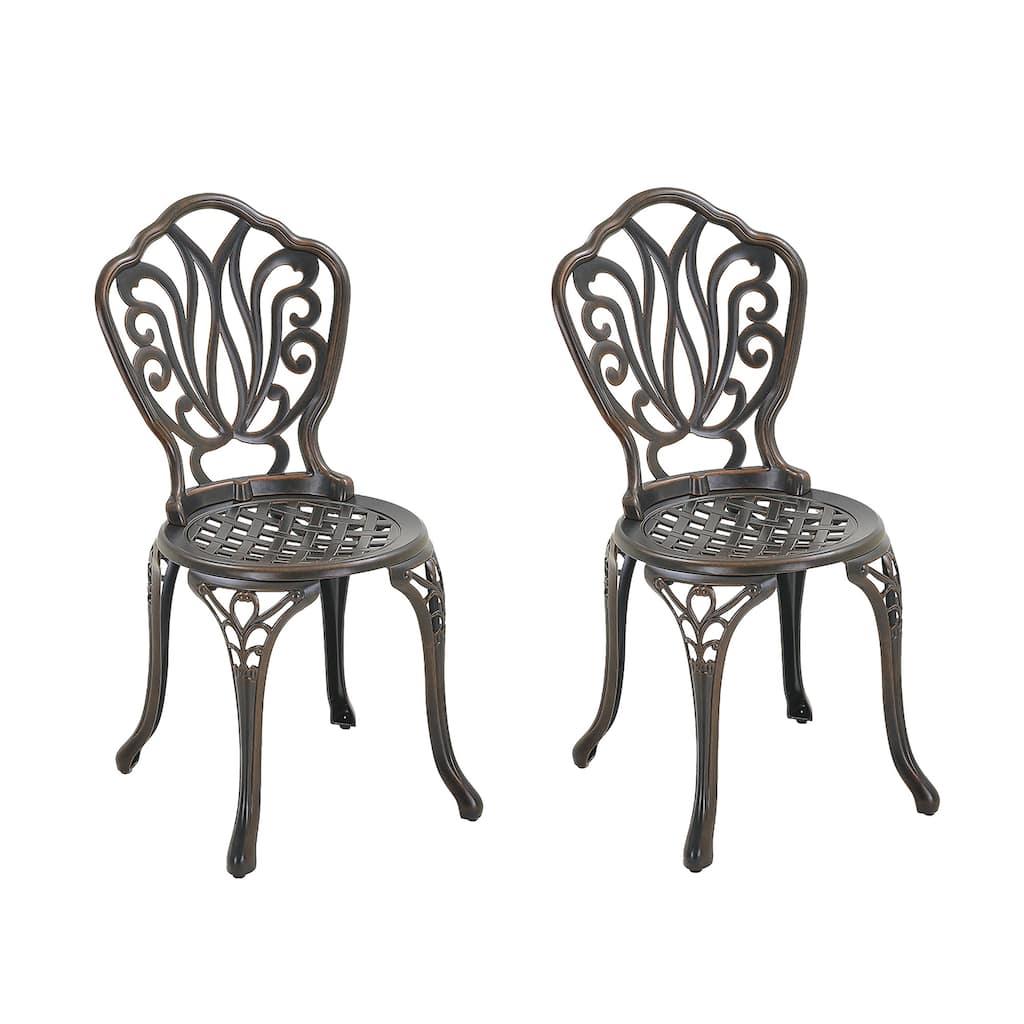 Set of 2 Cast Aluminum Bistro Chairs