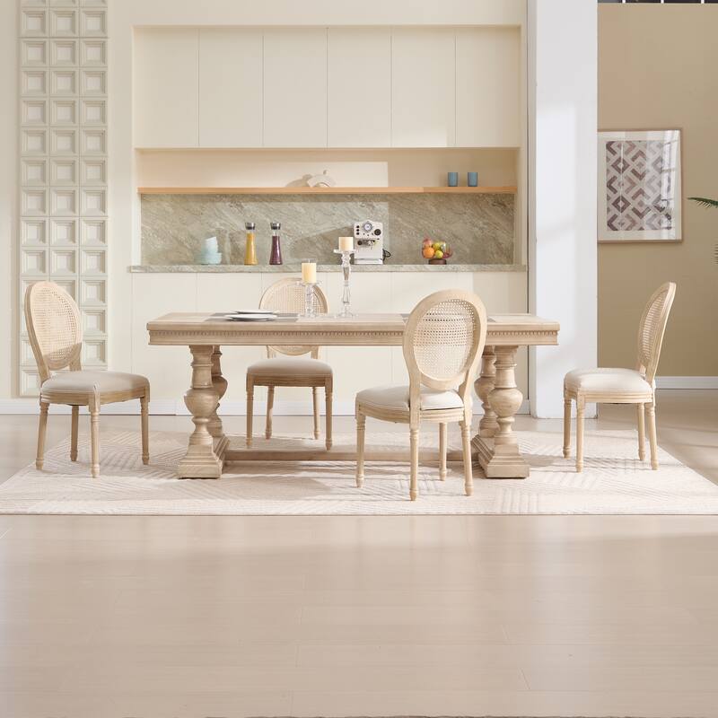 French Country Wire Drawing & Carving Techniques Dining Chairs with Backrest (Set of 2)