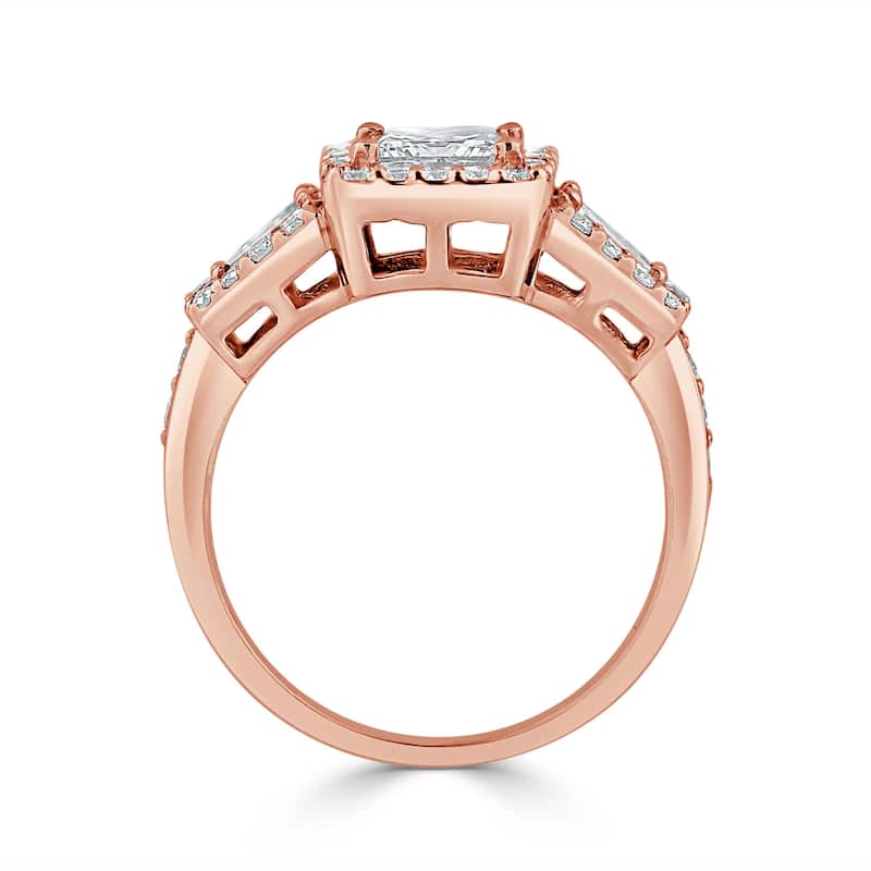 Auriya 14k Gold 1 3/4ctw Princess-cut Halo Diamond Engagement Ring Certified (H-I, SI1-SI2)